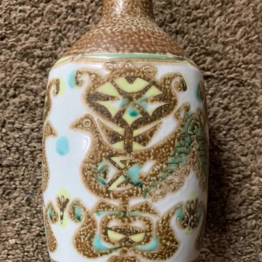 Vintage 1940s–1950s Nils Thorsson Fajance Vase with Bird Motif - Picture 3 of 5
